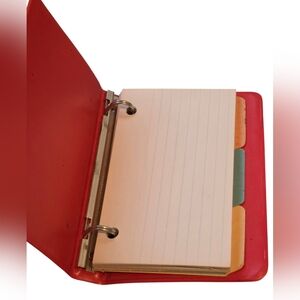 Mini Vintage MCM Red/Orange Tabbed 3 Ring Binder Notebook 5.25"x3.5"x0.75"